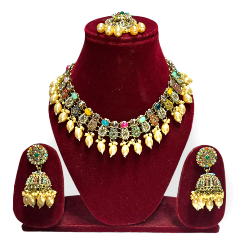 Wedding Collection Reverse AD Necklace| Reverse AD Wedding Jewelry| Traditional Reverse AD Necklace - Image 7