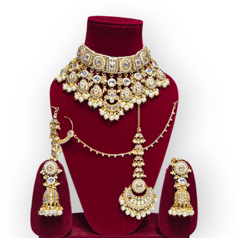 Wedding collection necklace| Choker Necklace | Bridal reverse ad necklace | Kundan Choker | Pearl Necklace - Image 2