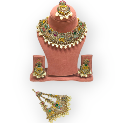 Elegant Antique Pakistani necklace Set/Pakistani bridal set with Jhoomer/ Passa/high quality jewelry