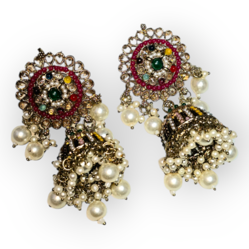 Gold Plated Polki Revers ad Traditional Layering Necklace Set with Earrings & Maang Tikka Jewellery Set - Image 3