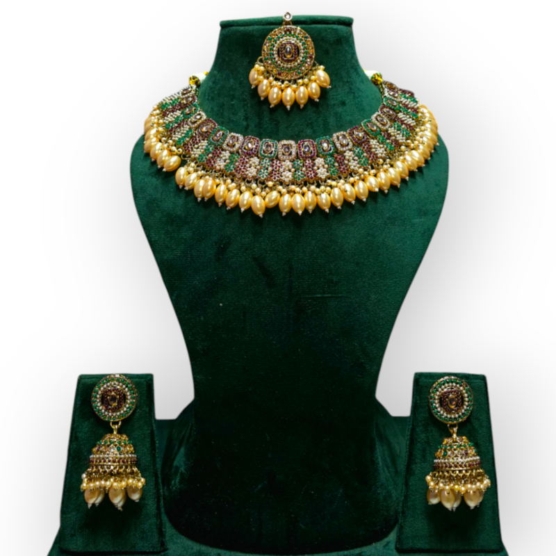 Pakistani jewelry Set Mehndi Polish, Indian jewelry Set , personalized jewelry , Necklace, Earrings - Image 8