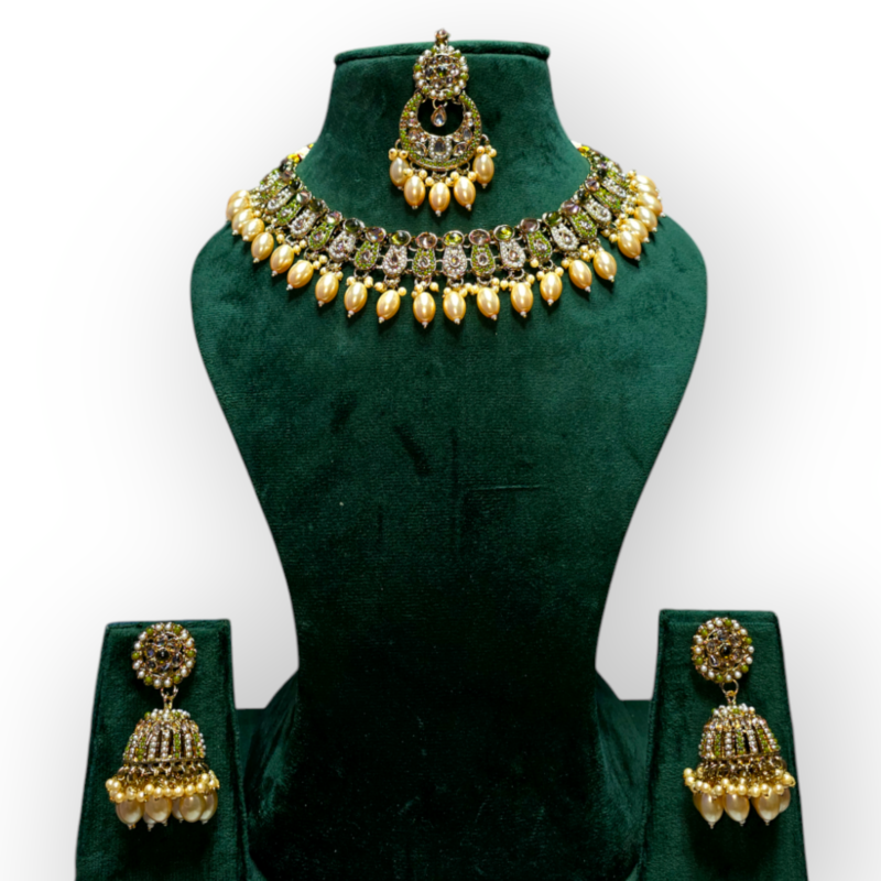 Pakistani jewelry Set Mehndi Polish, Indian jewelry Set , personalized jewelry , Necklace, Earrings - Image 8