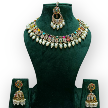 Pakistani jewelry Set Mehndi Polish, Indian jewelry Set , personalized jewelry , Necklace, Earrings