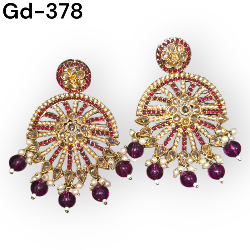 Indian stud Earrings Kundan Studs reverse ad Earrings Gold Indian Studs Sangeet Earrings Gold simple Earrings Jaggo Earrings - Image 2