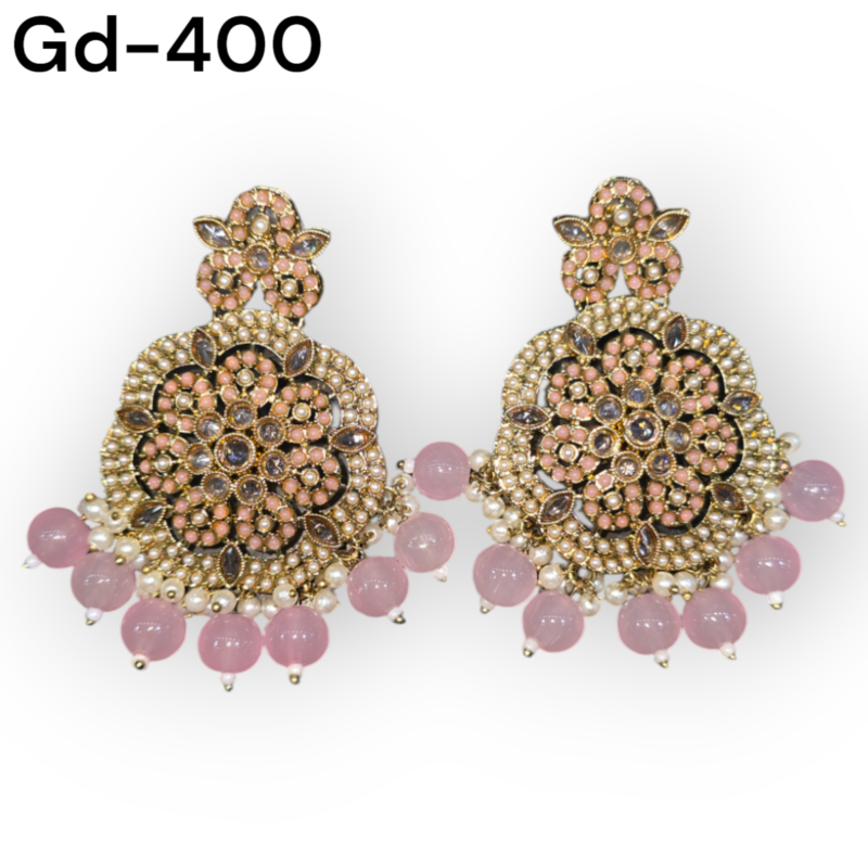 Antique Reverse Ad Stone Earring With Mehndi Plating - Image 5