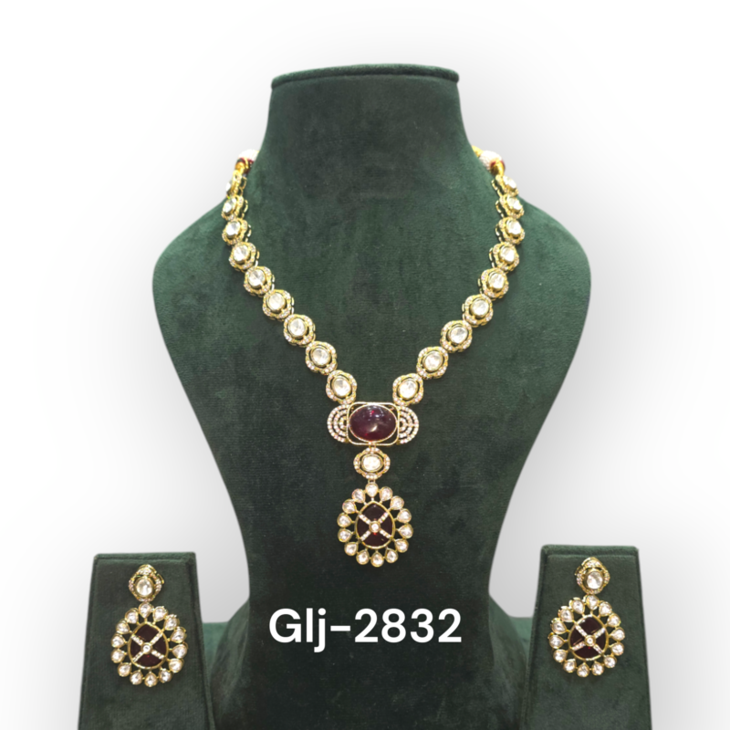 Moissanite Polki Long Necklace - Image 2