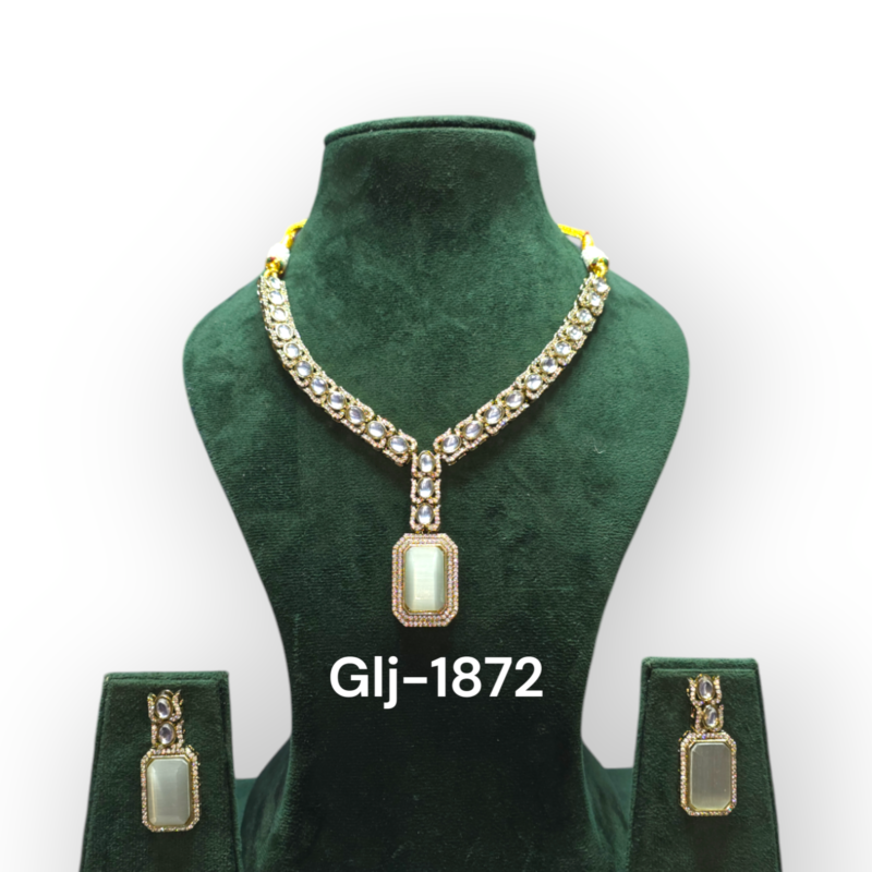Moissanite Polki Long Necklace - Image 3