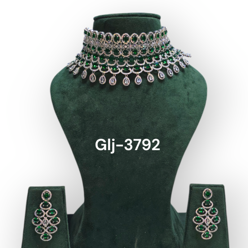 Choker Necklace with Earrings Jewellery Set for Women Suited for Party, Wedding, Engagement - Image 3