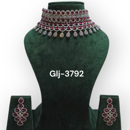 Choker Necklace with Earrings Jewellery Set for Women Suited for Party, Wedding, Engagement
