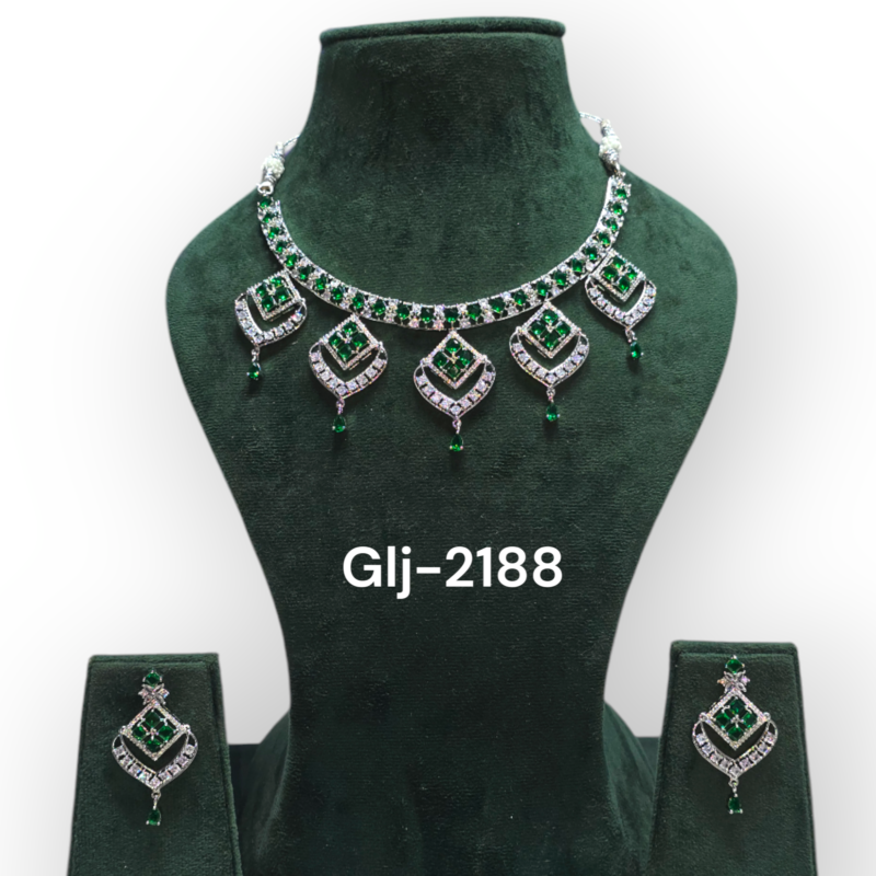 Necklace with Earrings Jewellery Set for Women Suited for Party, Wedding, Engagement - Image 2