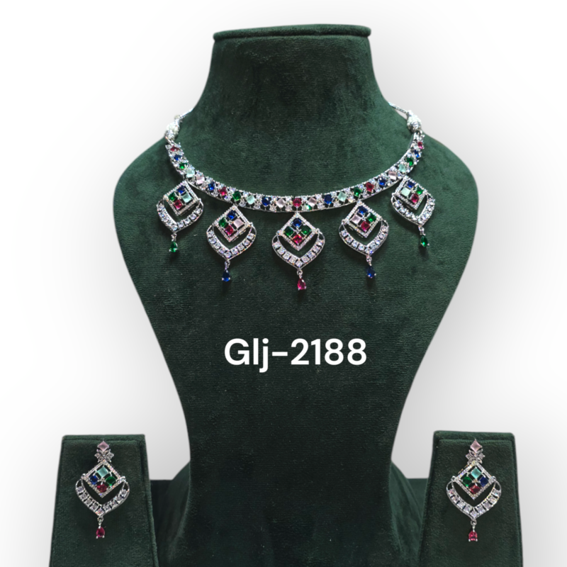 Necklace with Earrings Jewellery Set for Women Suited for Party, Wedding, Engagement - Image 3