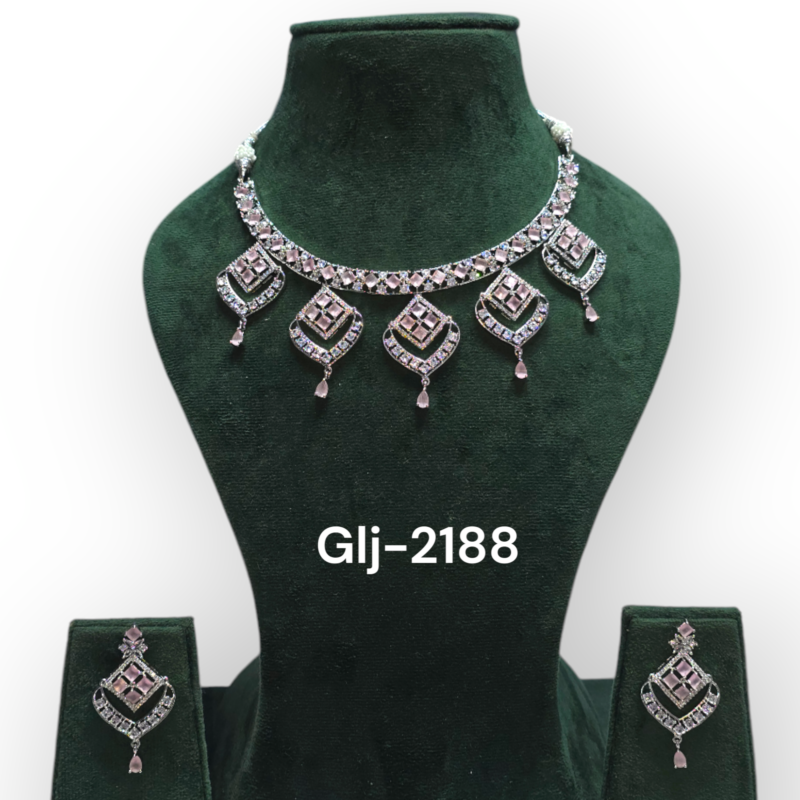 Necklace with Earrings Jewellery Set for Women Suited for Party, Wedding, Engagement - Image 4