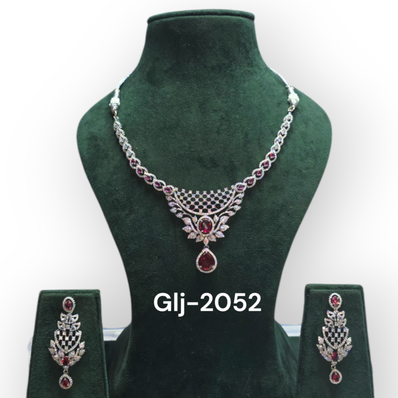 Necklace with Earrings Jewellery Set for Women Suited for Party, Wedding, Engagement - Image 3