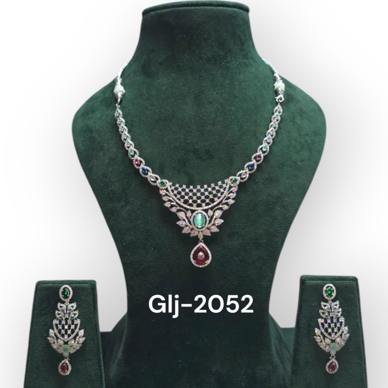Necklace with Earrings Jewellery Set for Women Suited for Party, Wedding, Engagement - Image 4