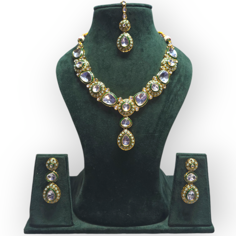Polki Necklace set with Maangtikka - Image 3