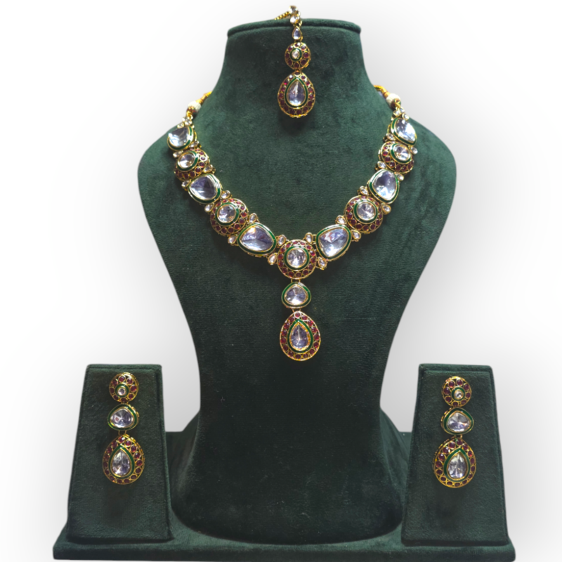 Polki Necklace set with Maangtikka - Image 4