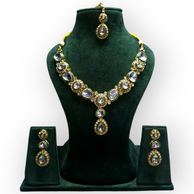 Polki Necklace set with Maangtikka - Image 5