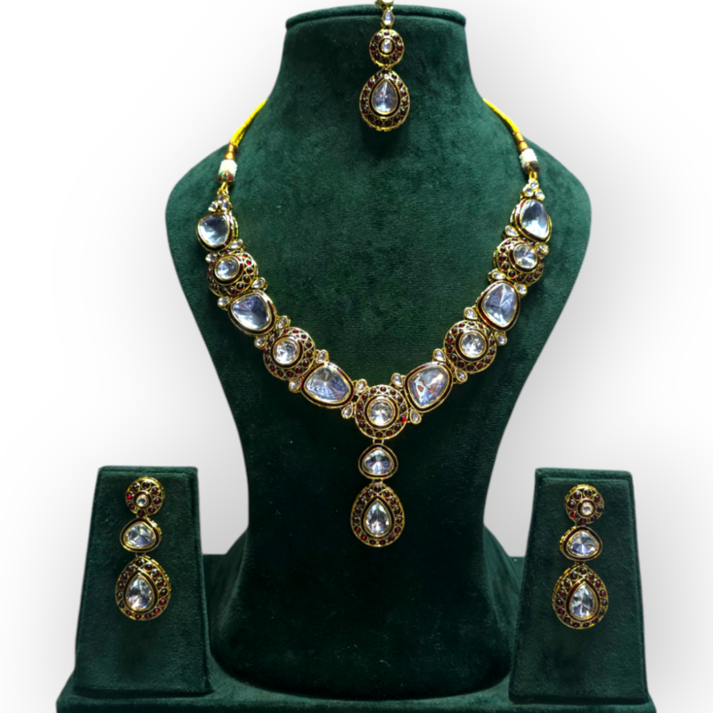 Polki Necklace set with Maangtikka - Image 6