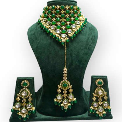 Polki CHOKER Necklace set with Maangtikka