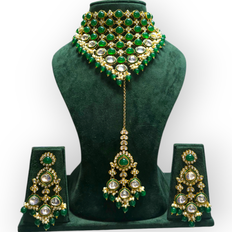 Polki CHOKER Necklace set with Maangtikka