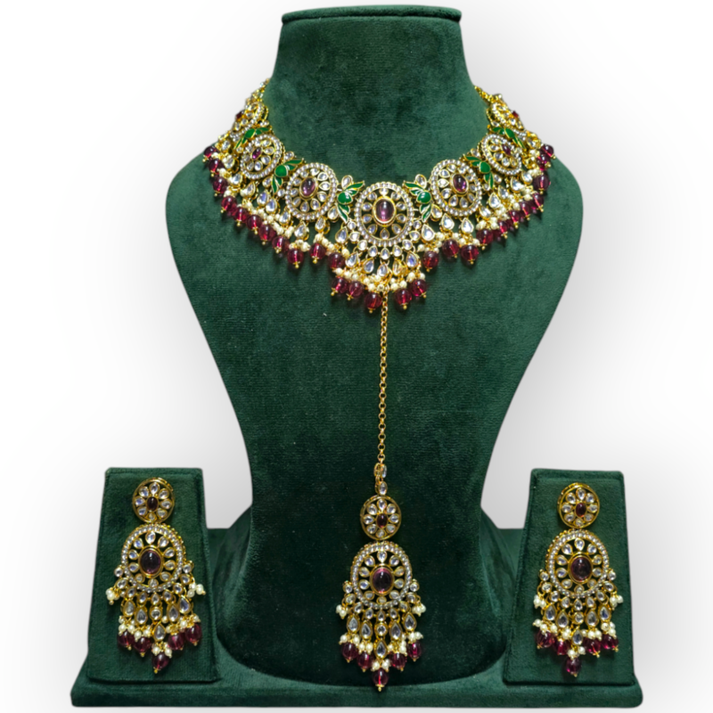Polki Necklace set with Maangtikka - Image 6