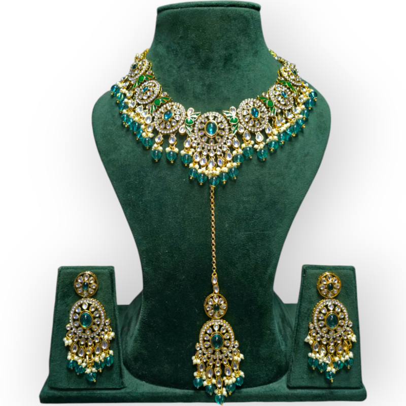 Polki Necklace set with Maangtikka - Image 7