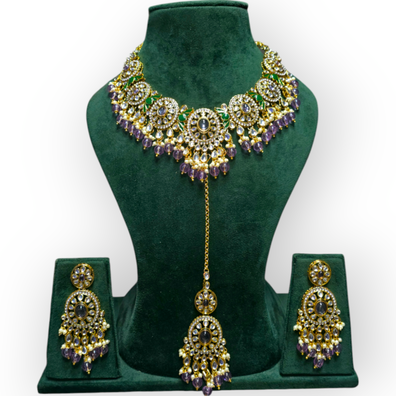 Polki Necklace set with Maangtikka - Image 8