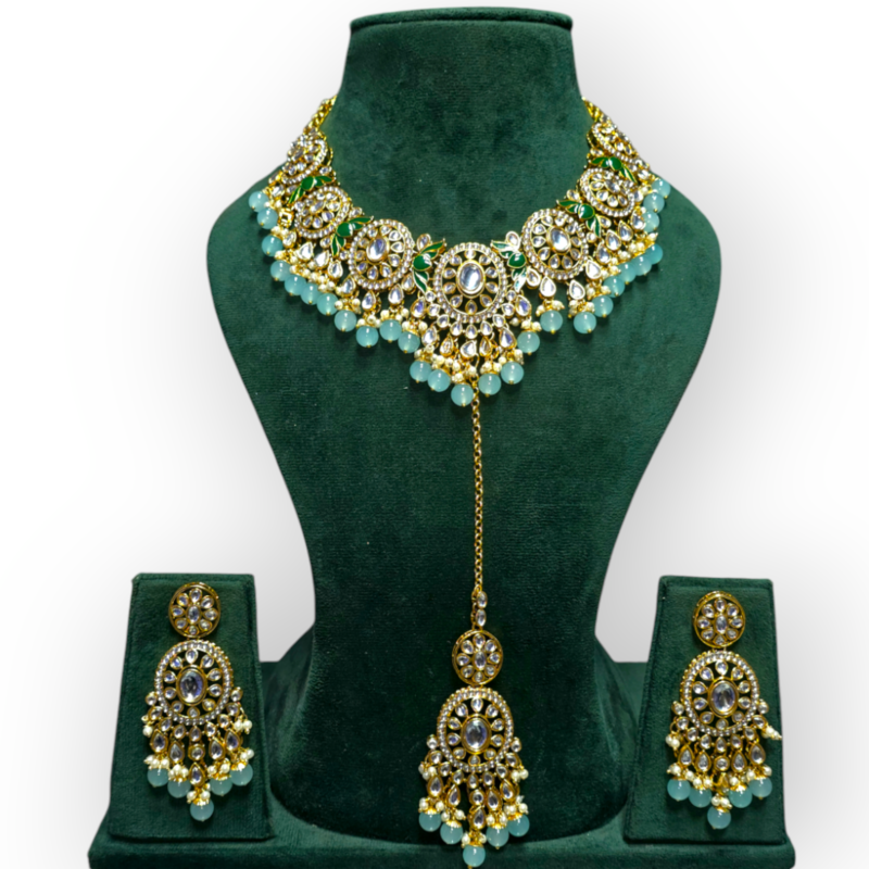 Polki Necklace set with Maangtikka - Image 9