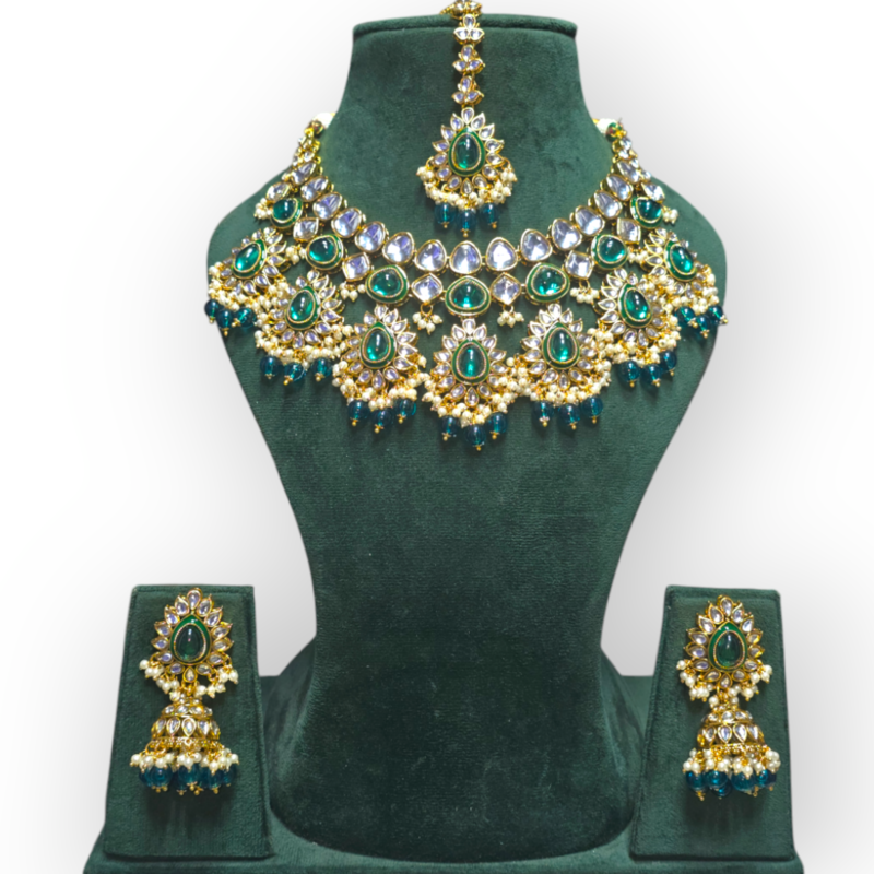 Polki Necklace set with Maangtikka - Image 2