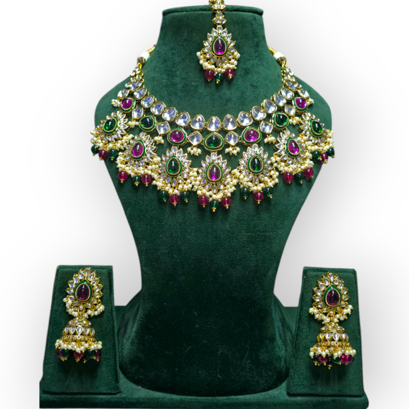 Polki Necklace set with Maangtikka - Image 3