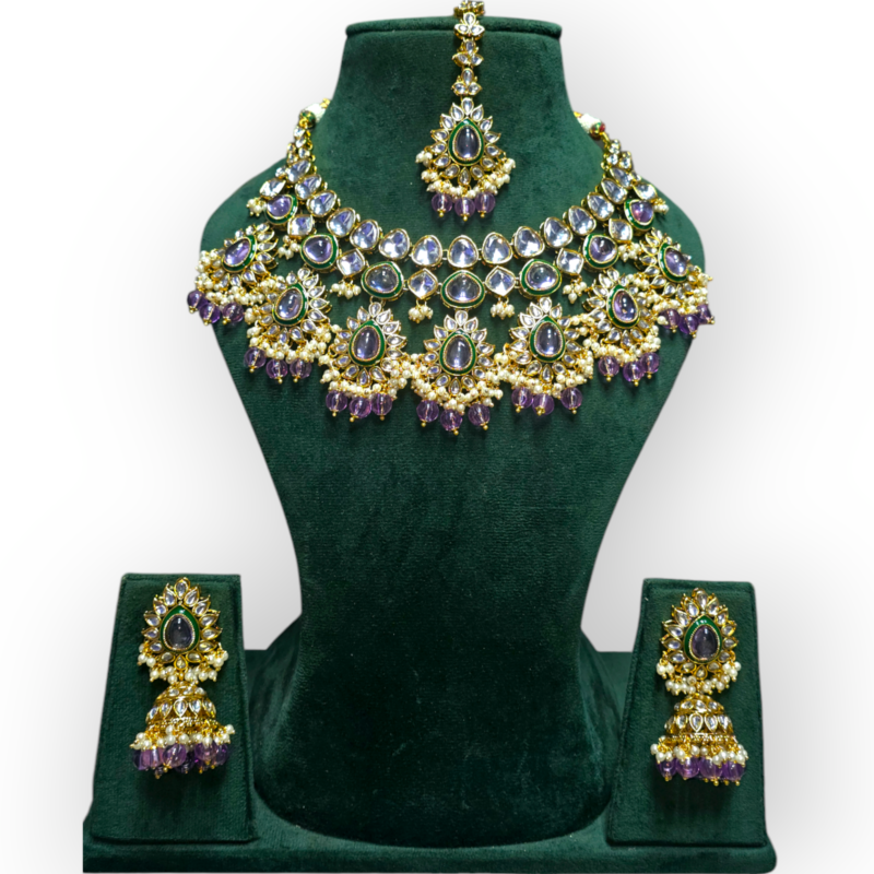 Polki Necklace set with Maangtikka - Image 5