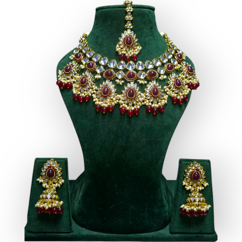 Polki Necklace set with Maangtikka - Image 6