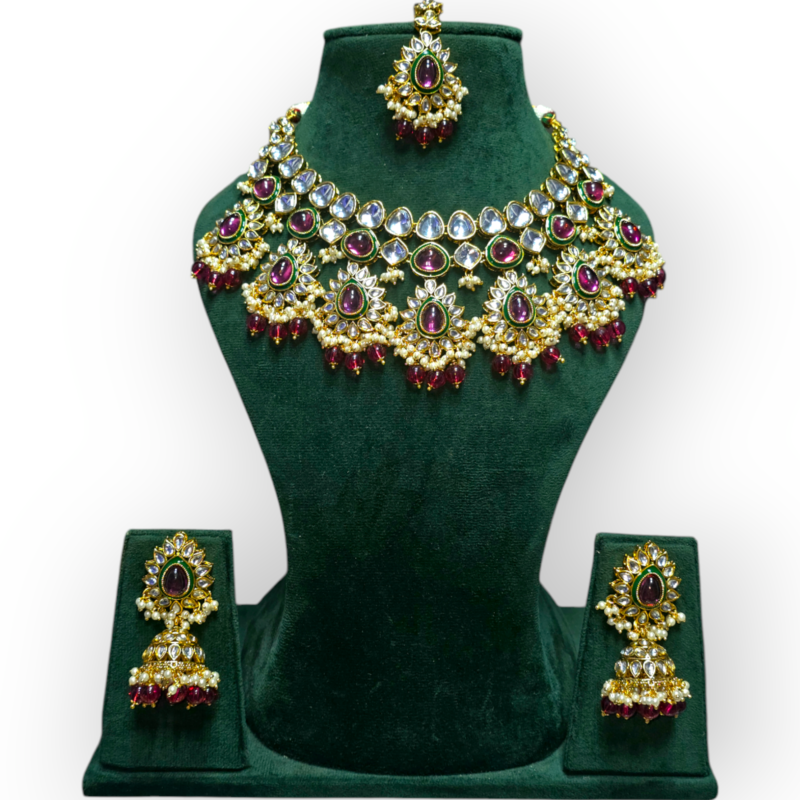 Polki Necklace set with Maangtikka - Image 7