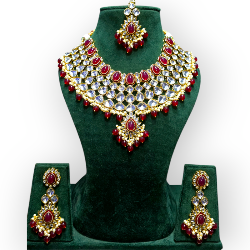 Polki Necklace set with Maangtikka - Image 9