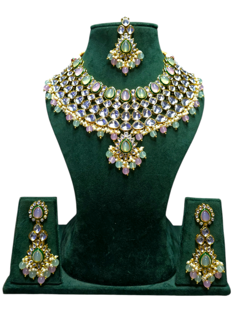 Polki Necklace set with Maangtikka - Image 3
