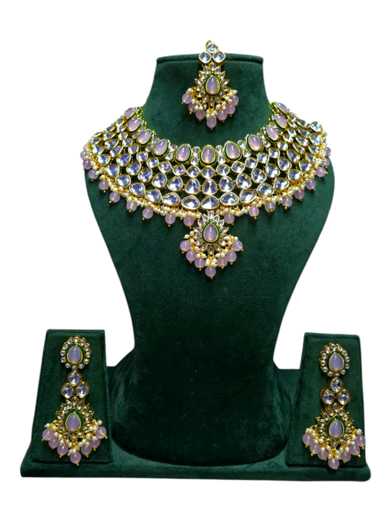 Polki Necklace set with Maangtikka - Image 4