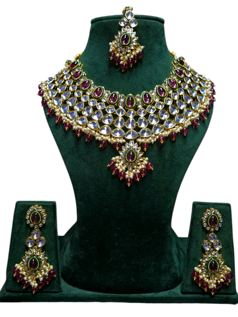 Polki Necklace set with Maangtikka - Image 5