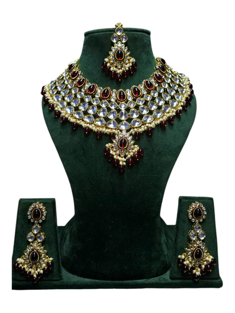 Polki Necklace set with Maangtikka - Image 8