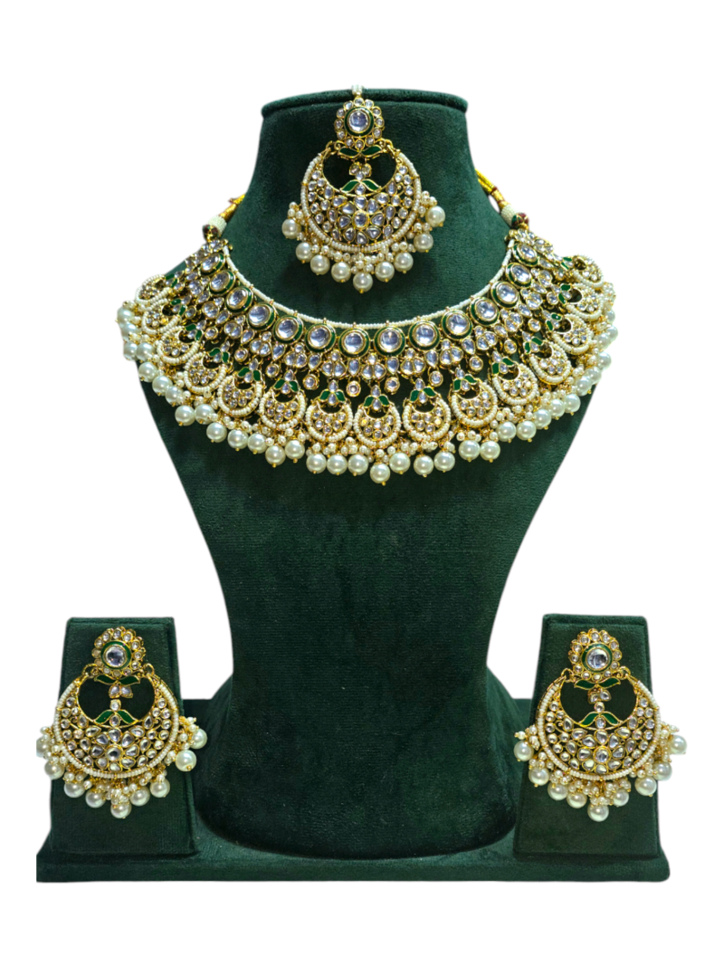 Polki Necklace set with Maangtikka - Image 4