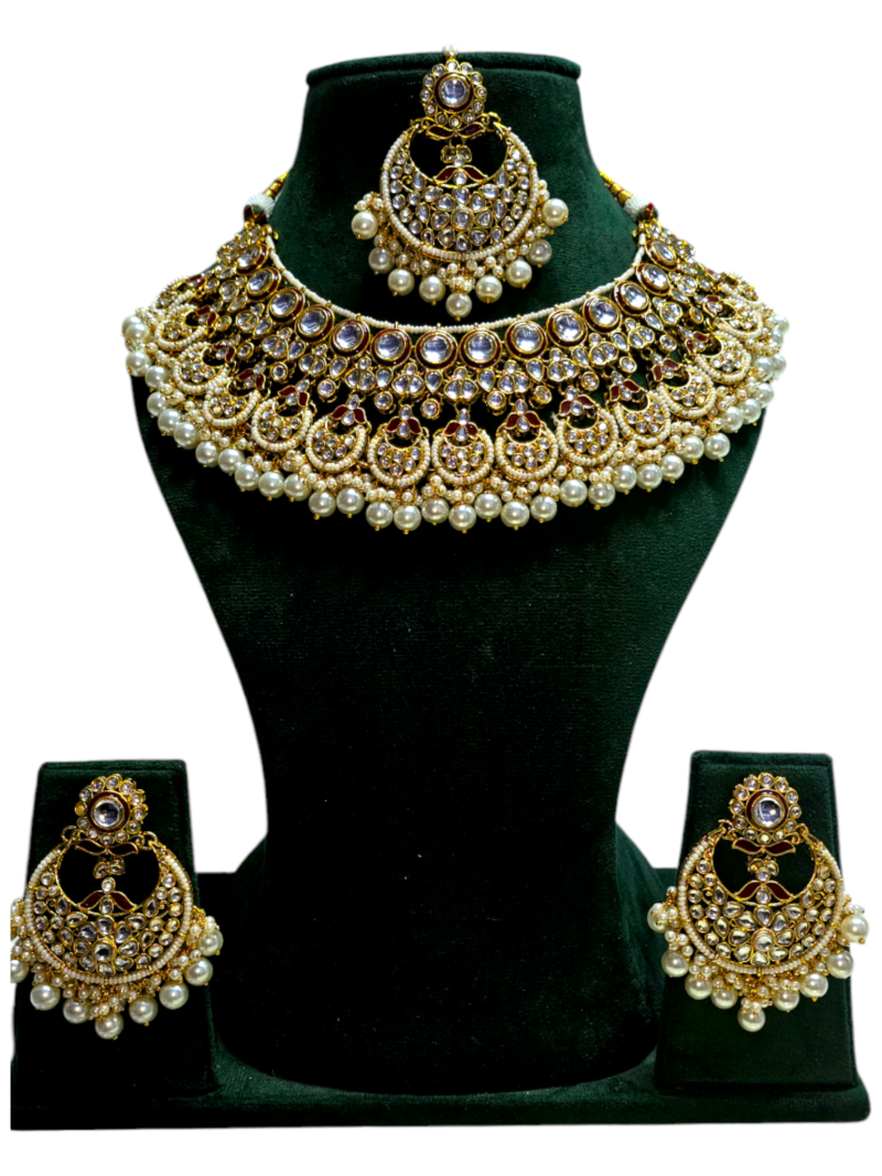 Polki Necklace set with Maangtikka - Image 5