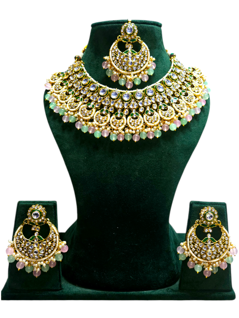 Polki Necklace set with Maangtikka - Image 7