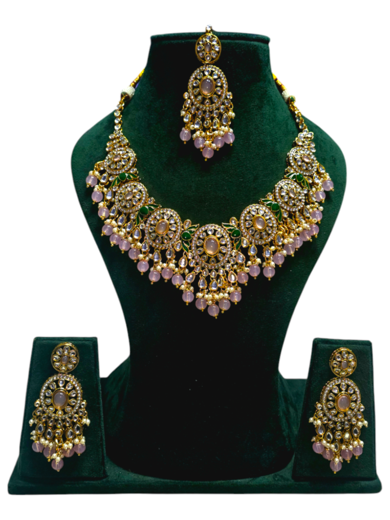 Polki Necklace set with Maangtikka - Image 2