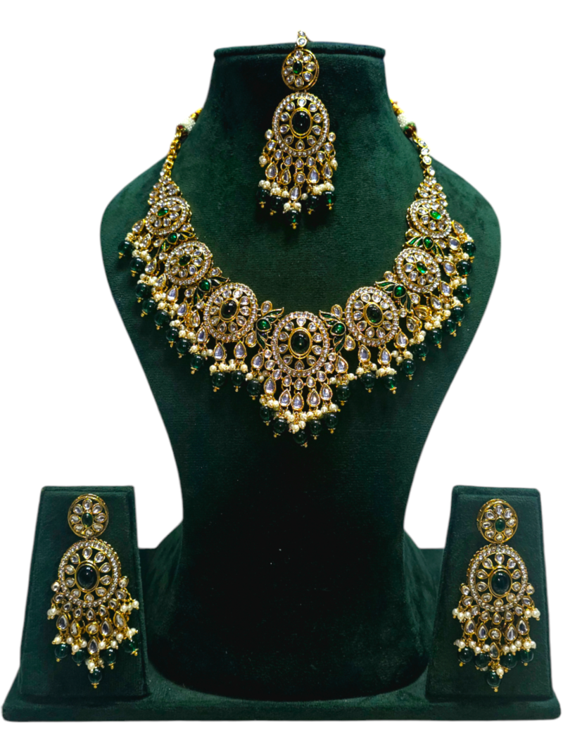 Polki Necklace set with Maangtikka - Image 3