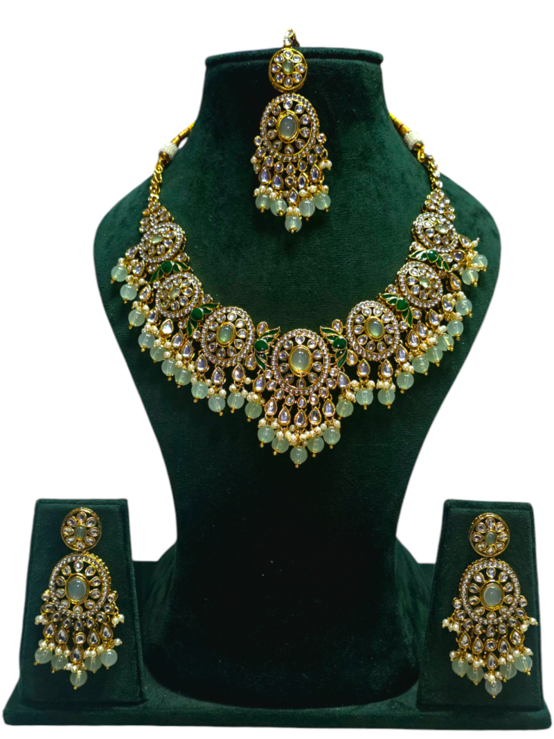 Polki Necklace set with Maangtikka - Image 4