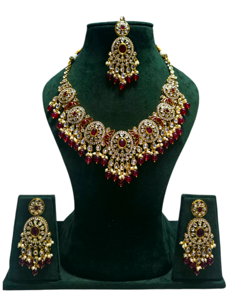 Polki Necklace set with Maangtikka - Image 5