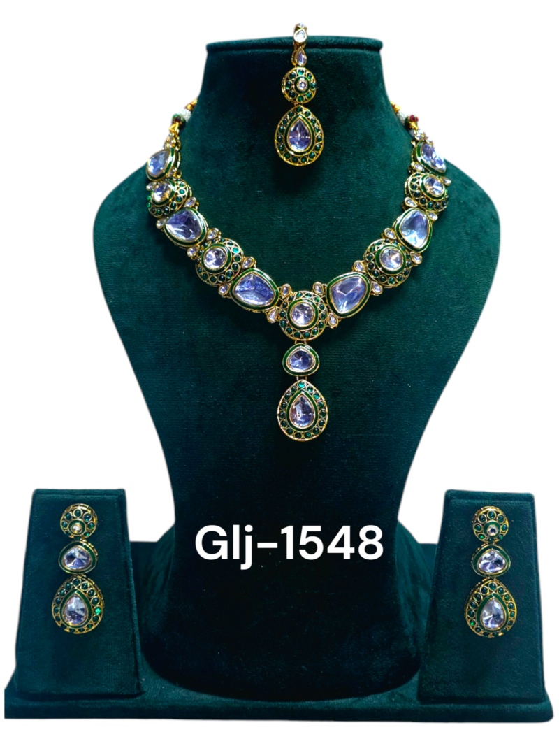 Polki Necklace set with Maangtikka - Image 2
