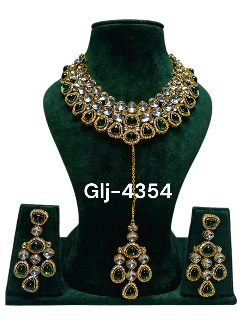 Polki Necklace set with Maangtikka - Image 2
