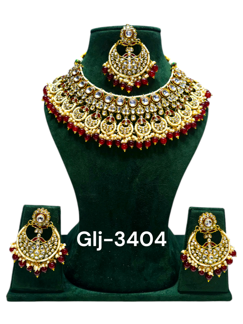 Polki Necklace set with Maangtikka - Image 2