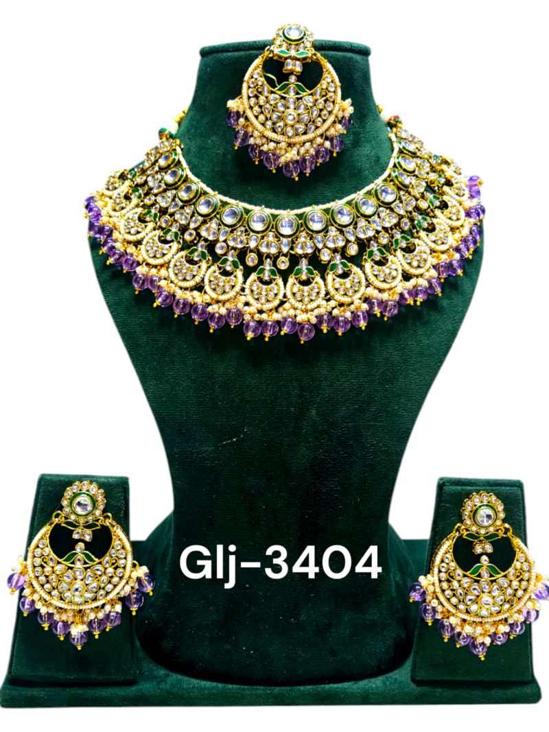 Polki Necklace set with Maangtikka - Image 3