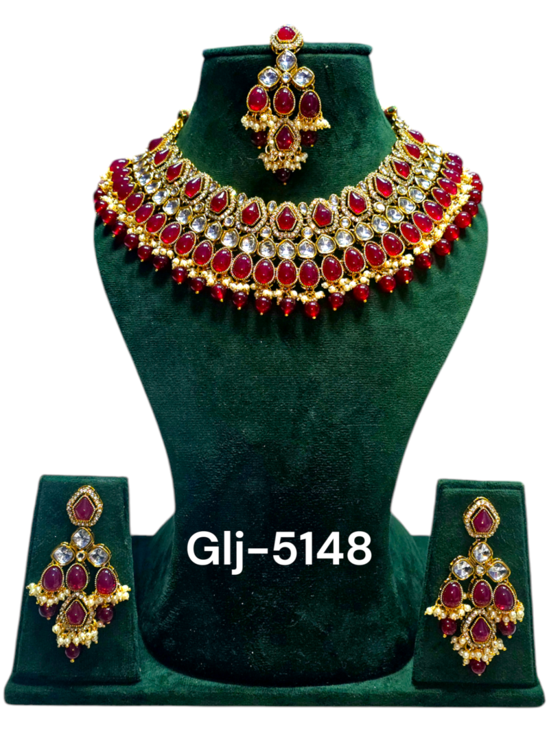 Polki Necklace set with Maangtikka - Image 2